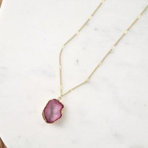 Artisan Druzy Pink Gold Necklace